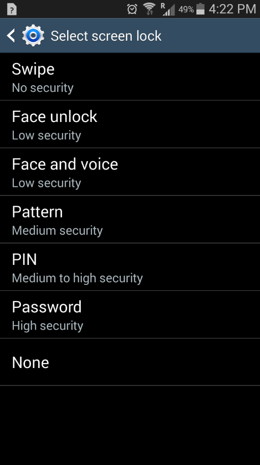 Lock Screen Options Lock Screen Options